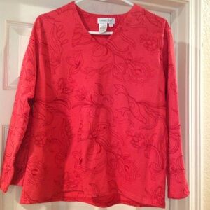 Coldwater Creek Vibrant Red Embroidered Top